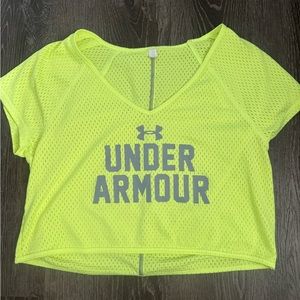 Under Armour crop neon yellow shirt .. Netting material